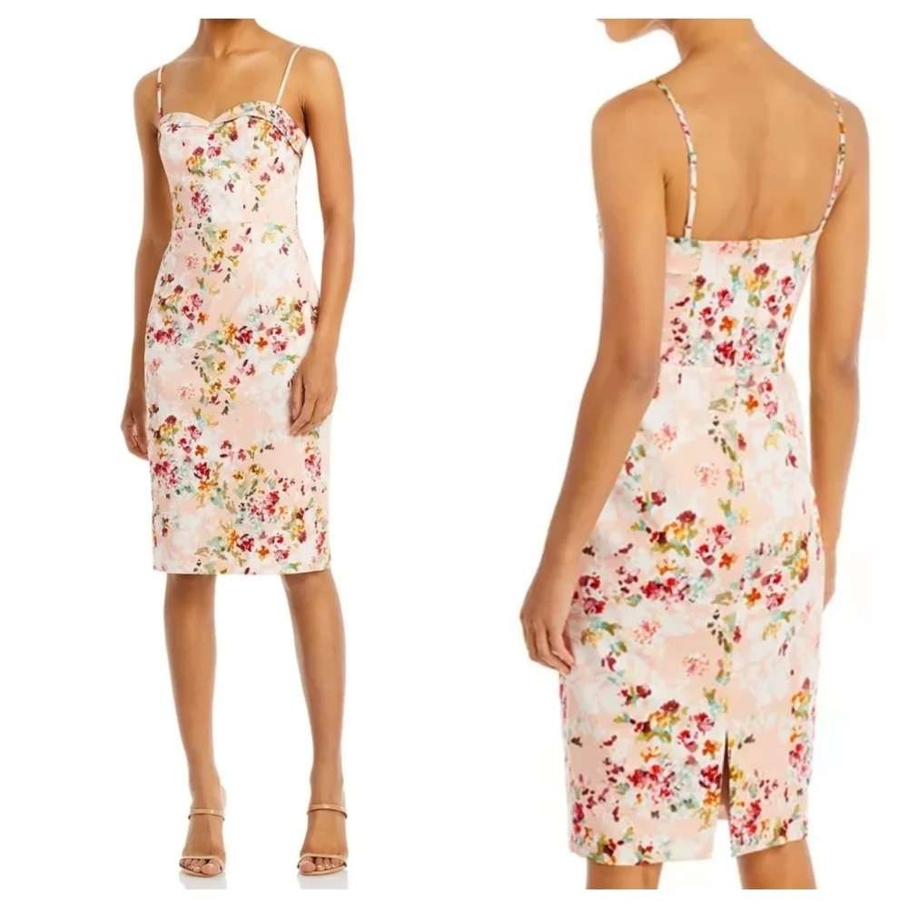 Black Halo Clover Sheath Dress in Peachy Petals Womens Size 10
